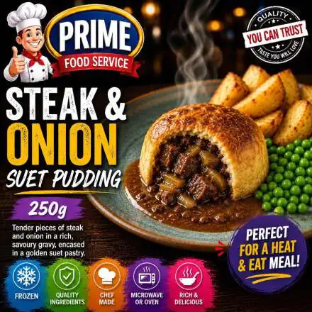 Steak & Onion Suet Pudding 250g